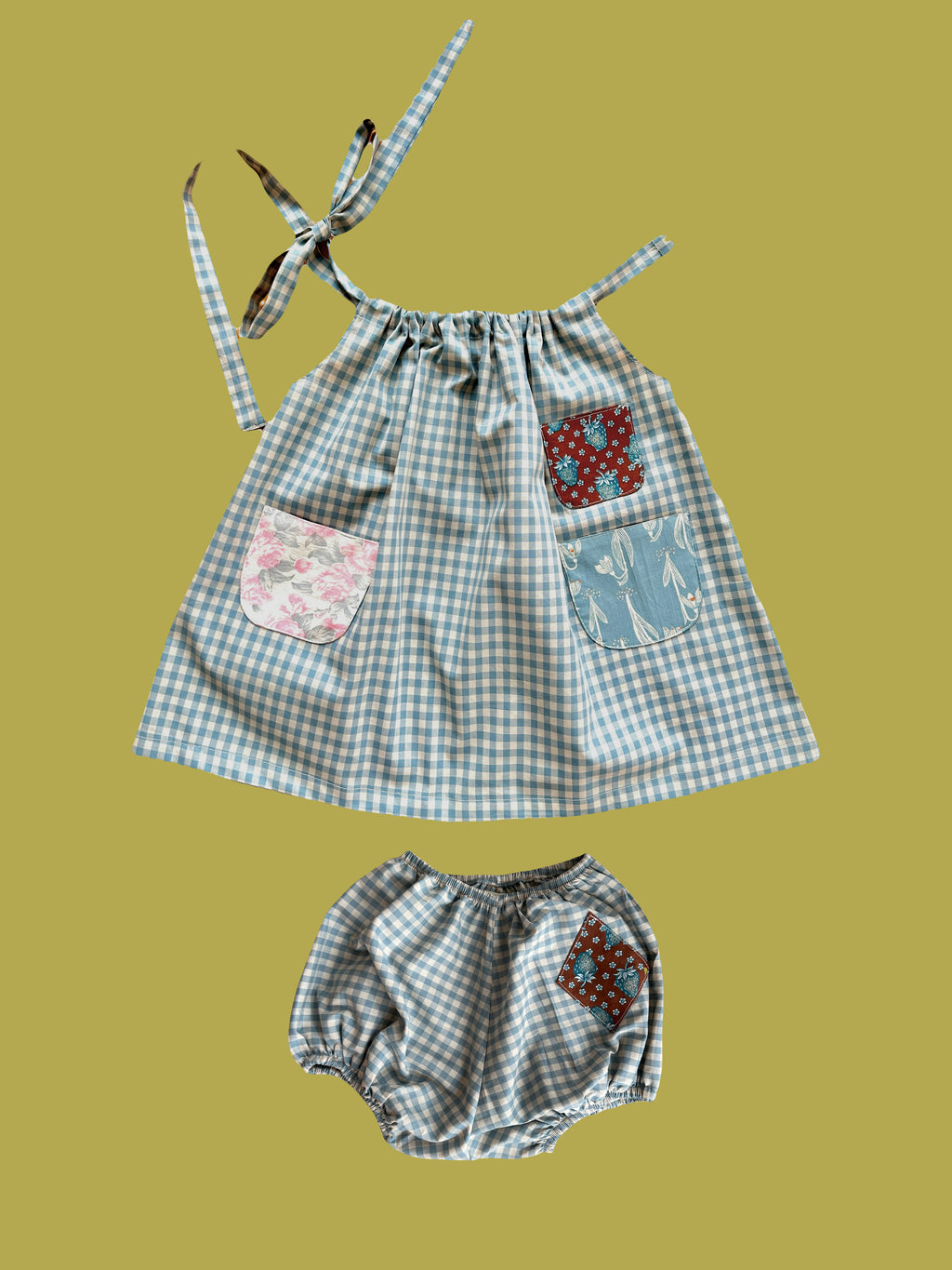 Bloomer Shorts | Dusty Blue Gingham