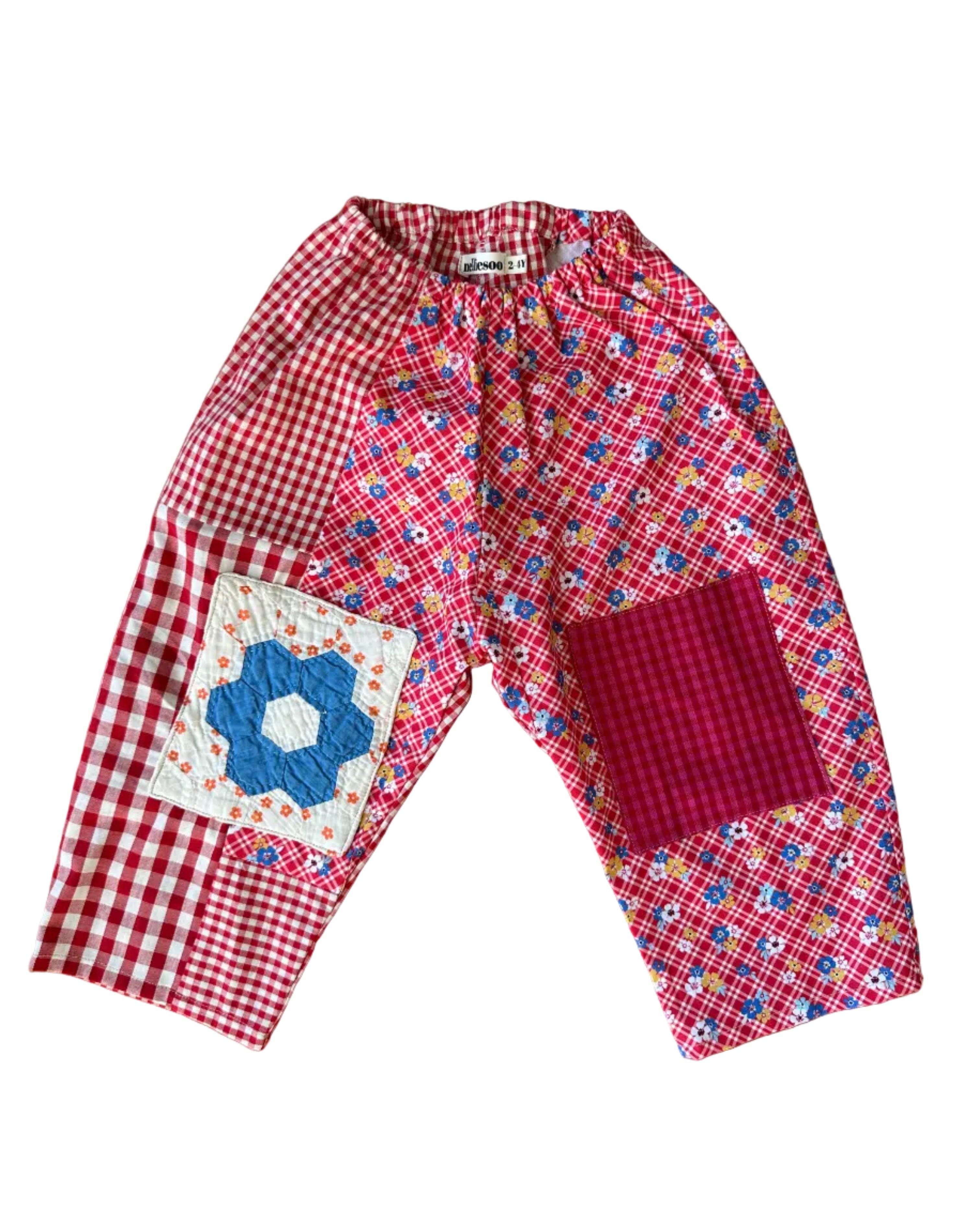 Patchwork Gojengee Pants- Red Multi