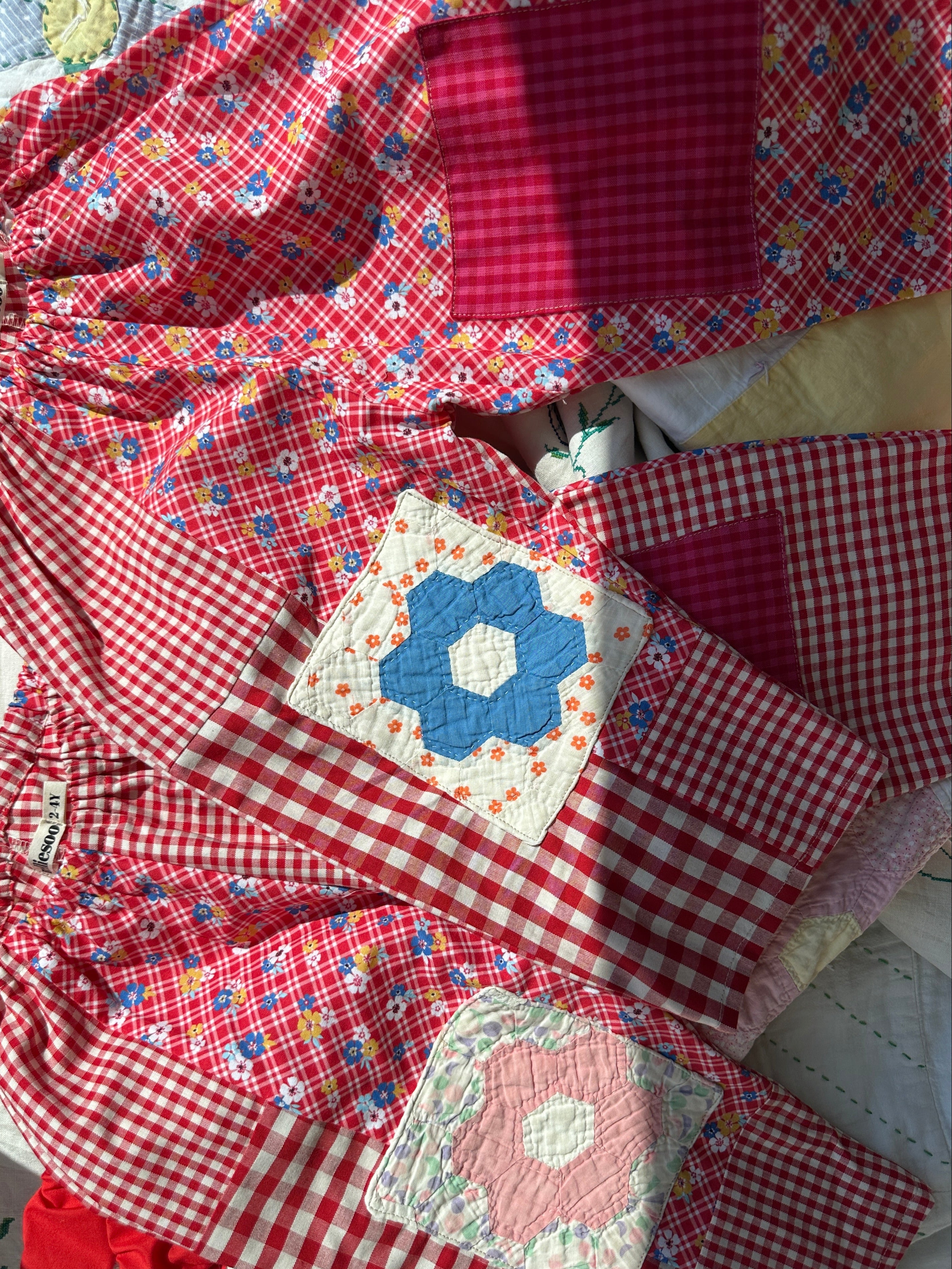 Patchwork Gojengee Pants- Red Multi