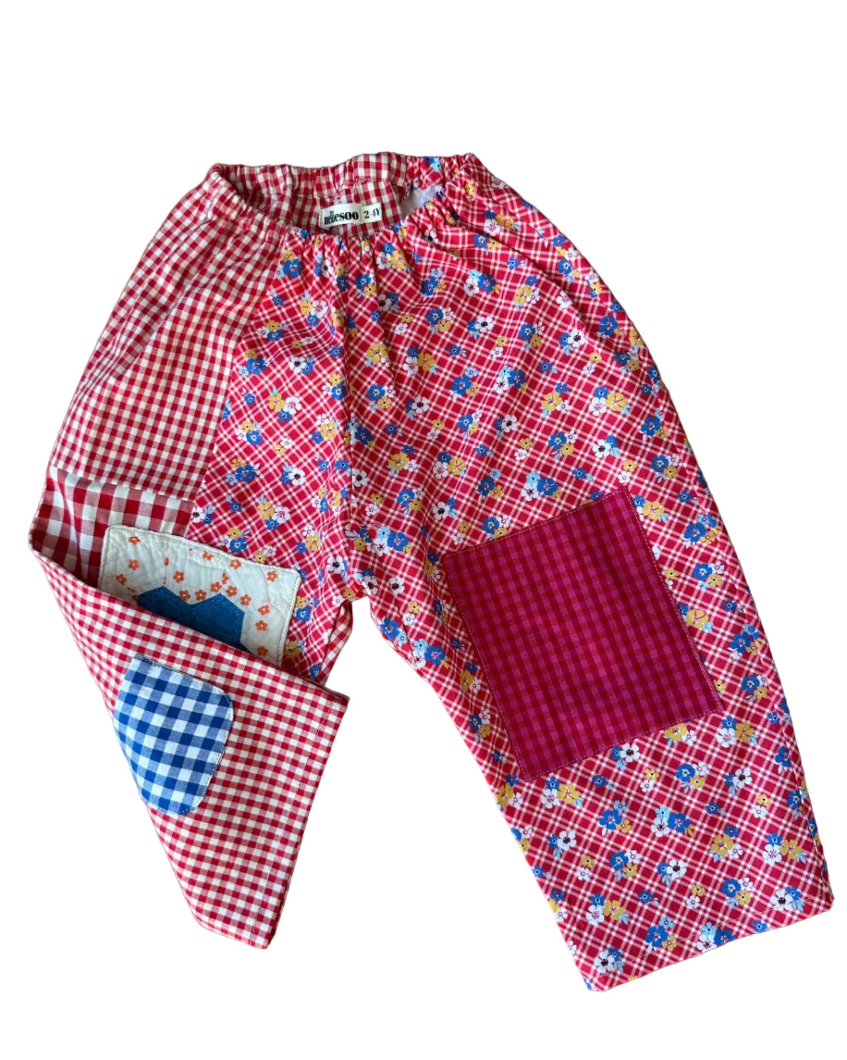 Patchwork Gojengee Pants- Red Multi