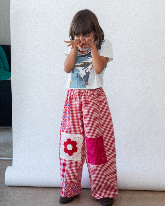 Patchwork Gojengee Pants- Red Multi