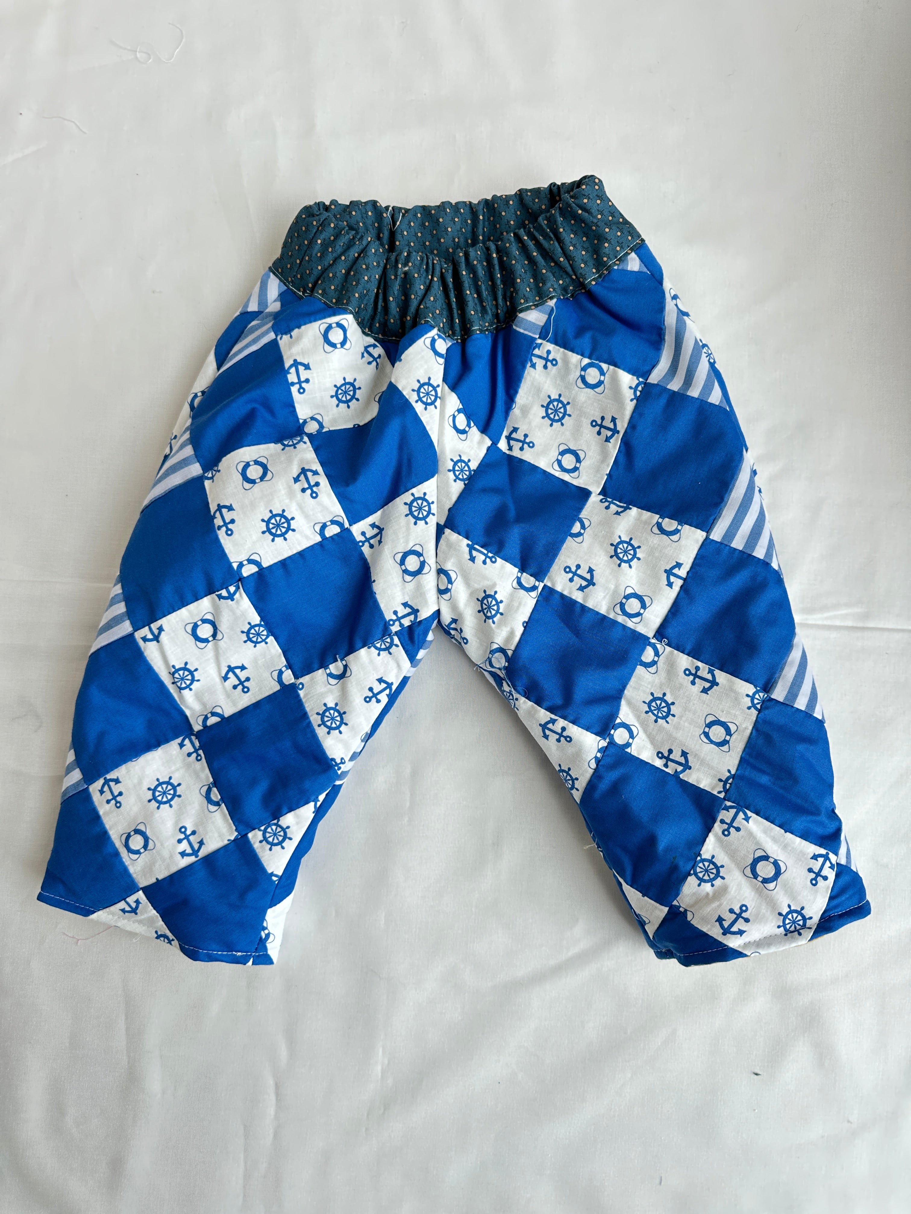 Quilt Gojengee Pants- Irish Chain (Nautical Blue)
