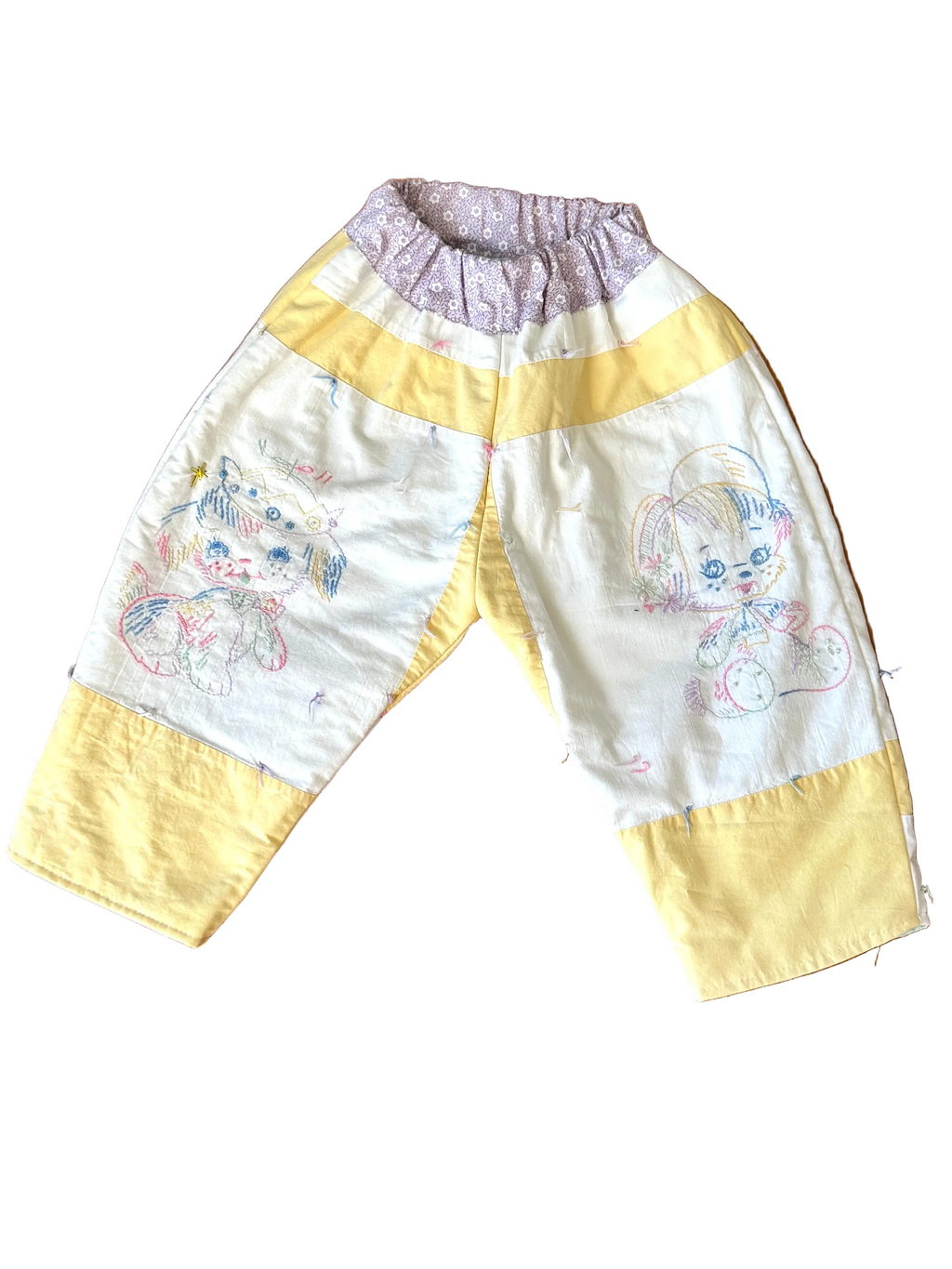 Quilt Gojengee Pants- Vintage Nursery Embroidery