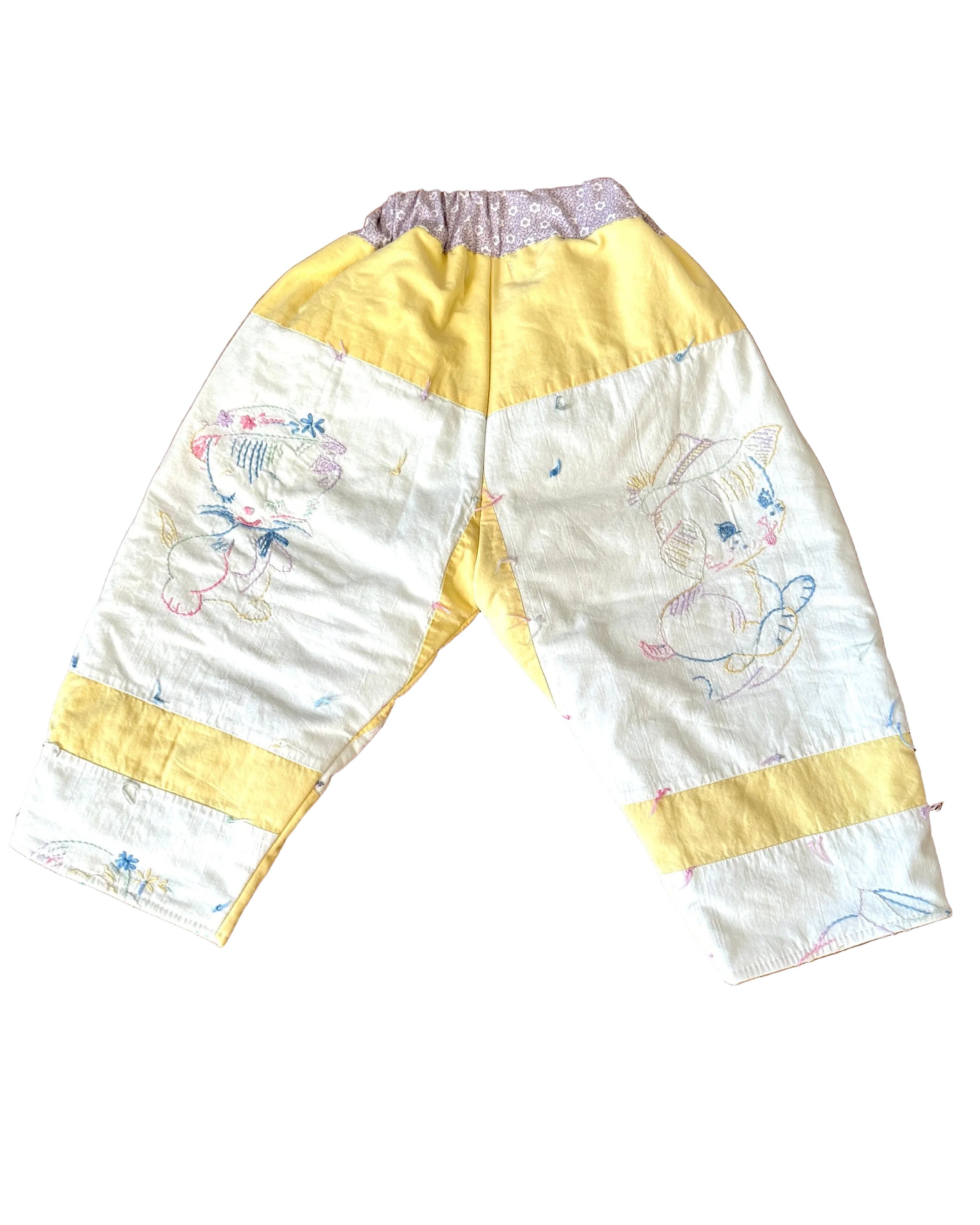 Quilt Gojengee Pants- Vintage Nursery Embroidery