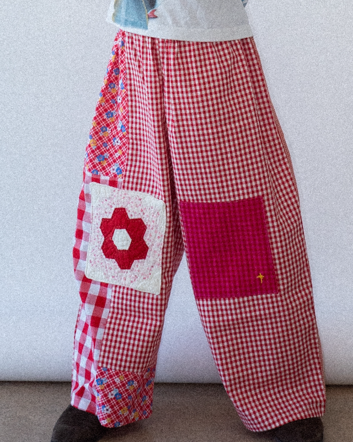 Patchwork Gojengee Pants- Red Multi