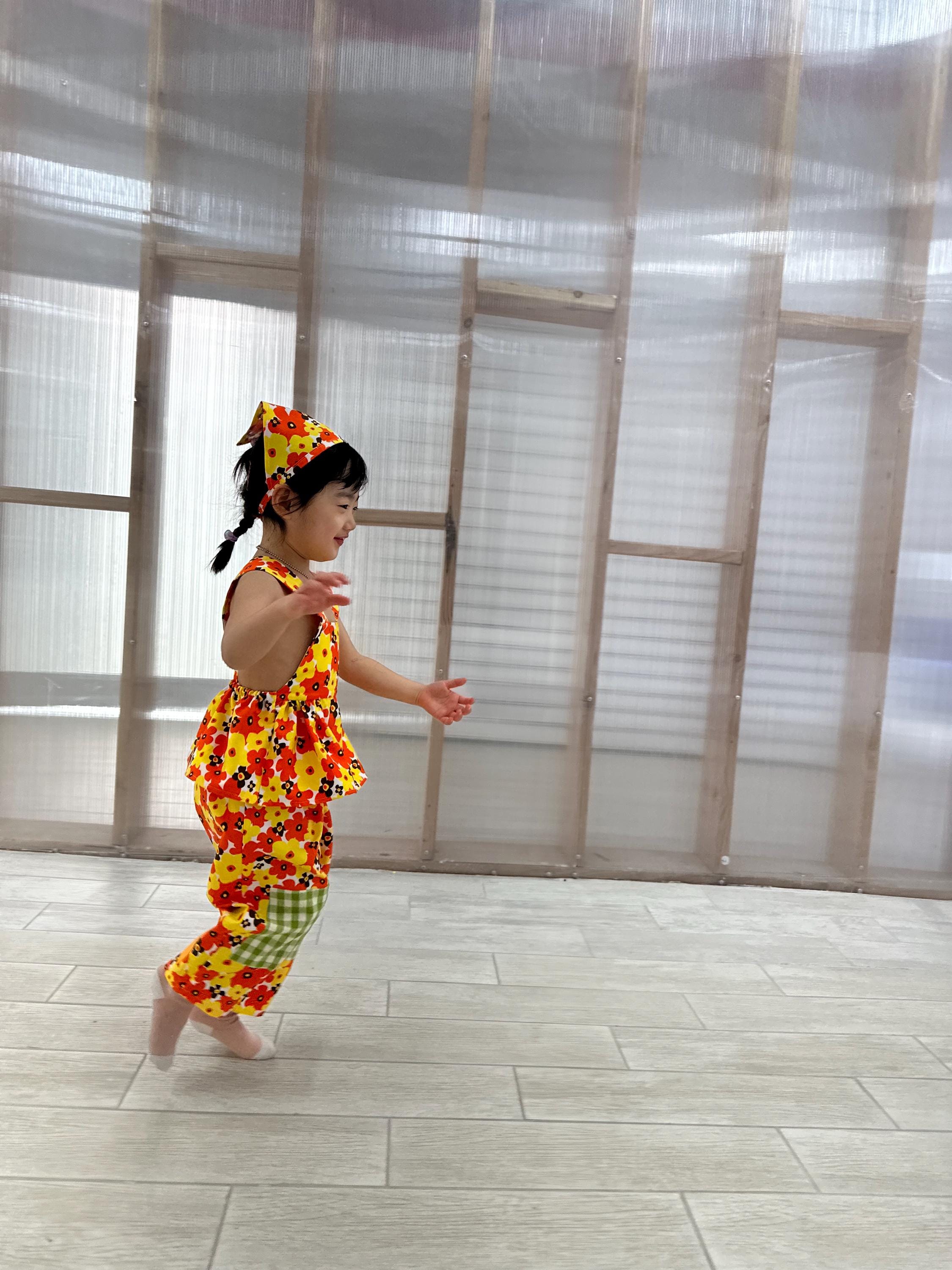 Cotton Bandana, Pinafore & Pants Set: Kids Layering Outfit