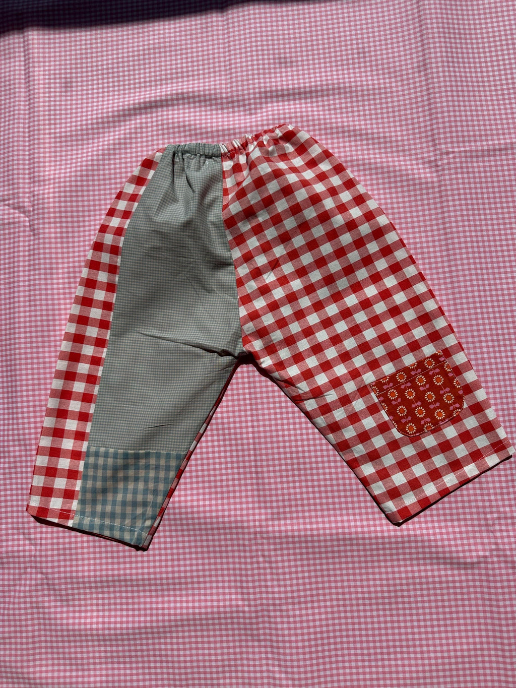 Patchwork Gojengee Style Kids Pants: Upcycled Cotton, Size 1-1.5Y