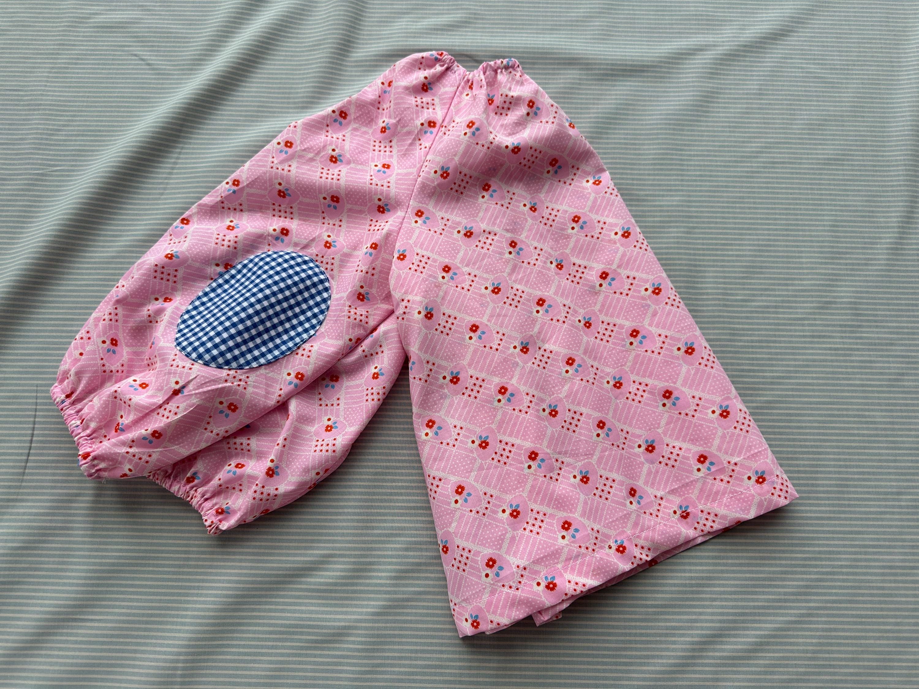 Kids Balloon Blouse: Floral  with Elbow Patch Top, Elastic Neck - Handmade
