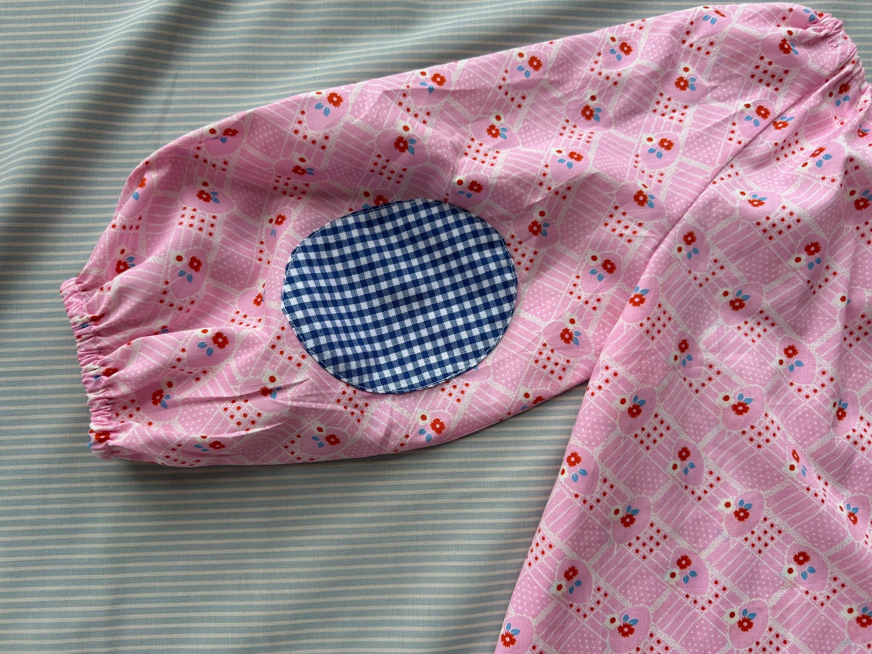 Kids Balloon Blouse: Floral  with Elbow Patch Top, Elastic Neck - Handmade