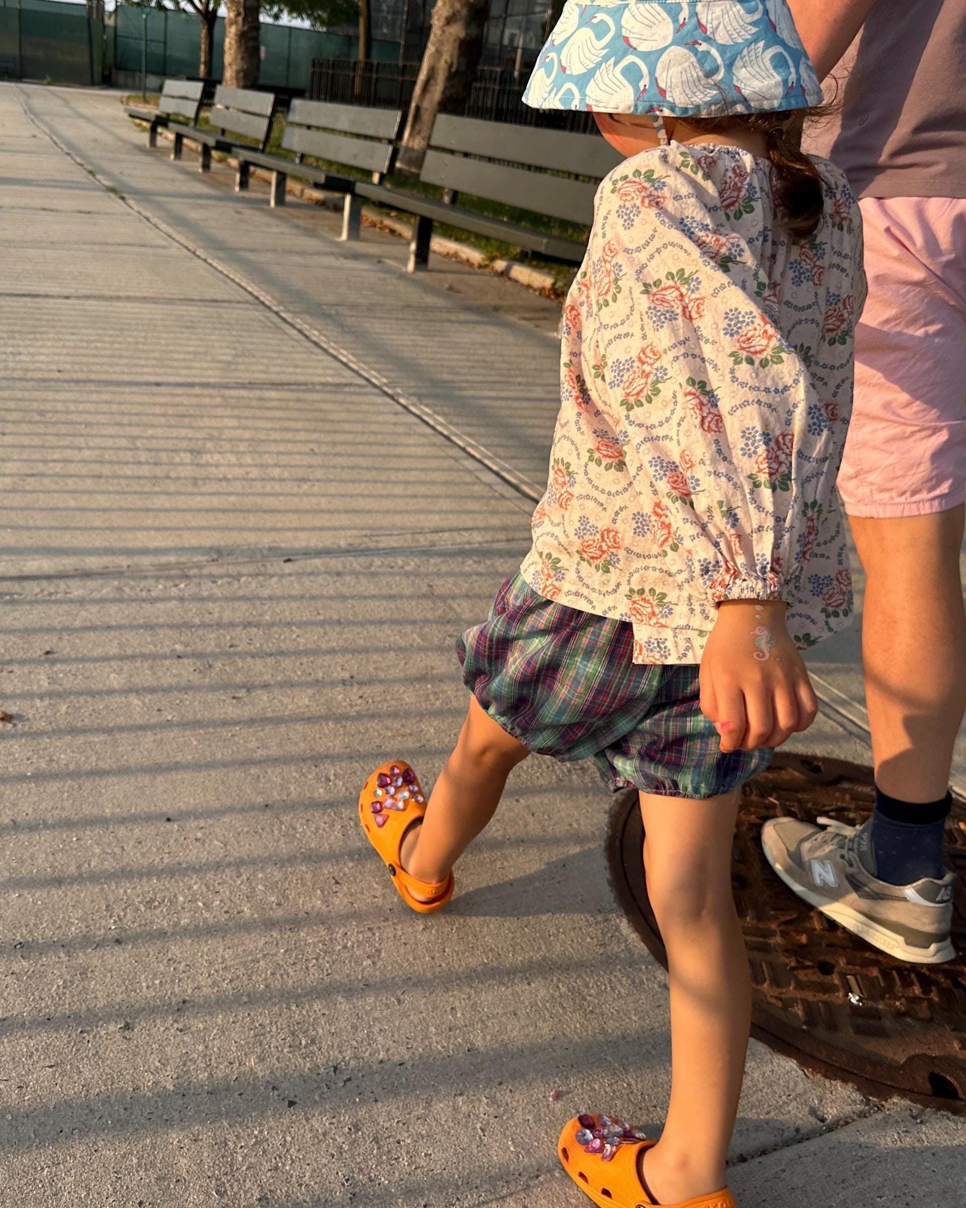 Purple Plaid Bloomer Shorts: Lightweight Cotton with Diamond Patch