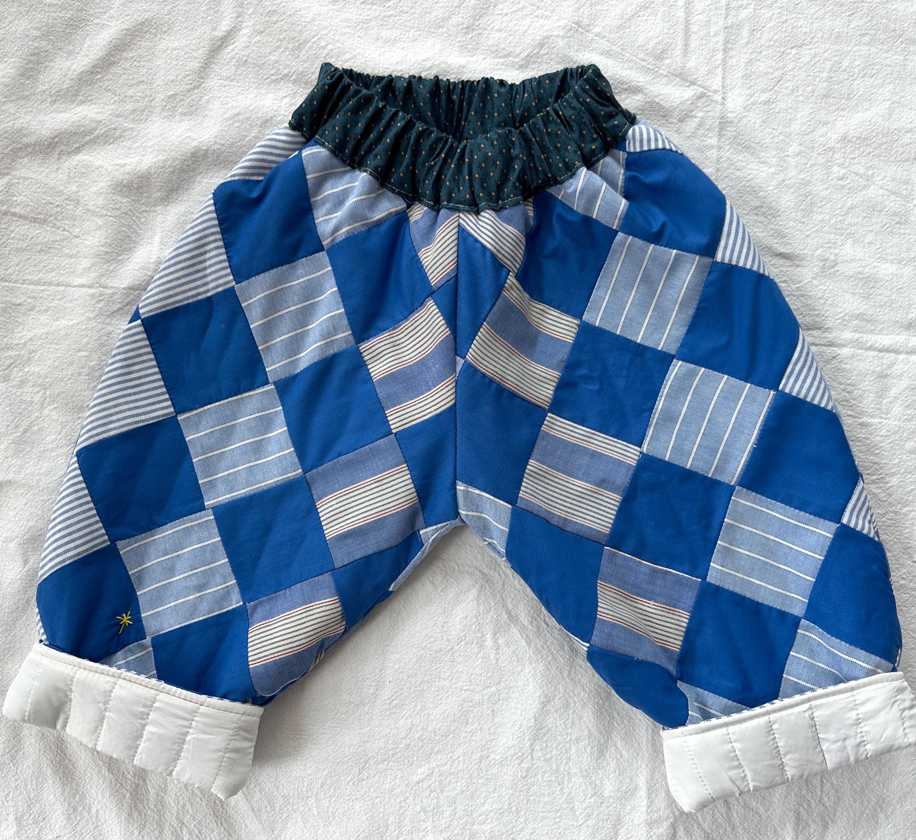 Quilt Gojengee Pants- Irish Chain (Nautical Blue)