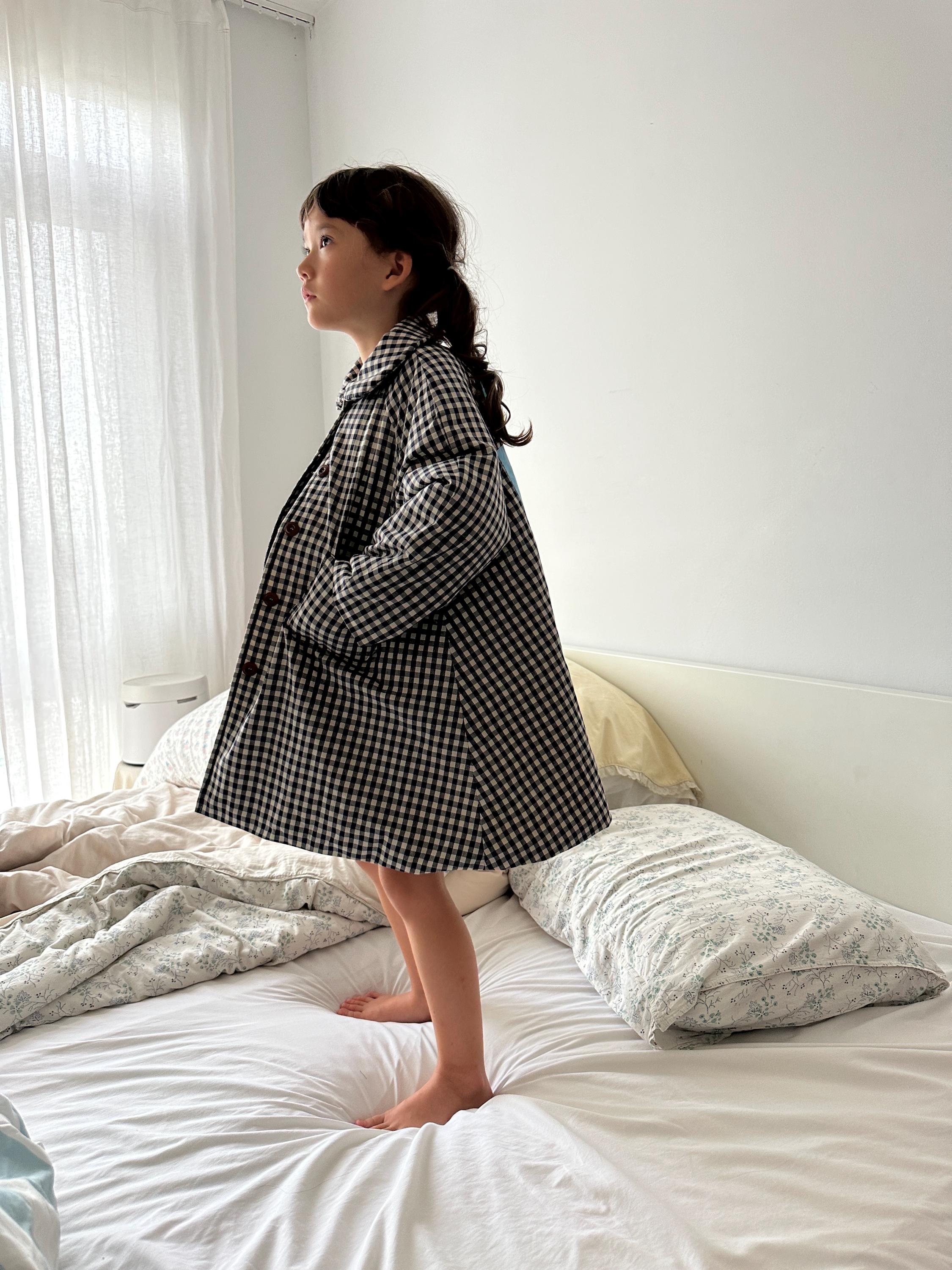 Soonbok Quilt Coat | Black Gingham.