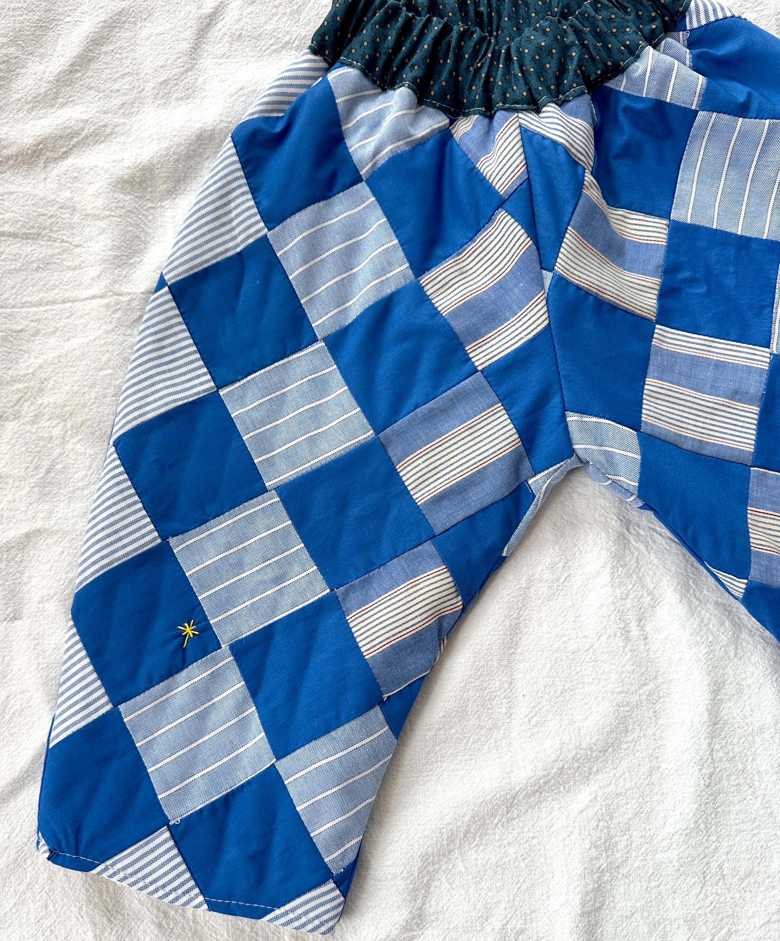 Quilt Gojengee Pants- Irish Chain (Nautical Blue)