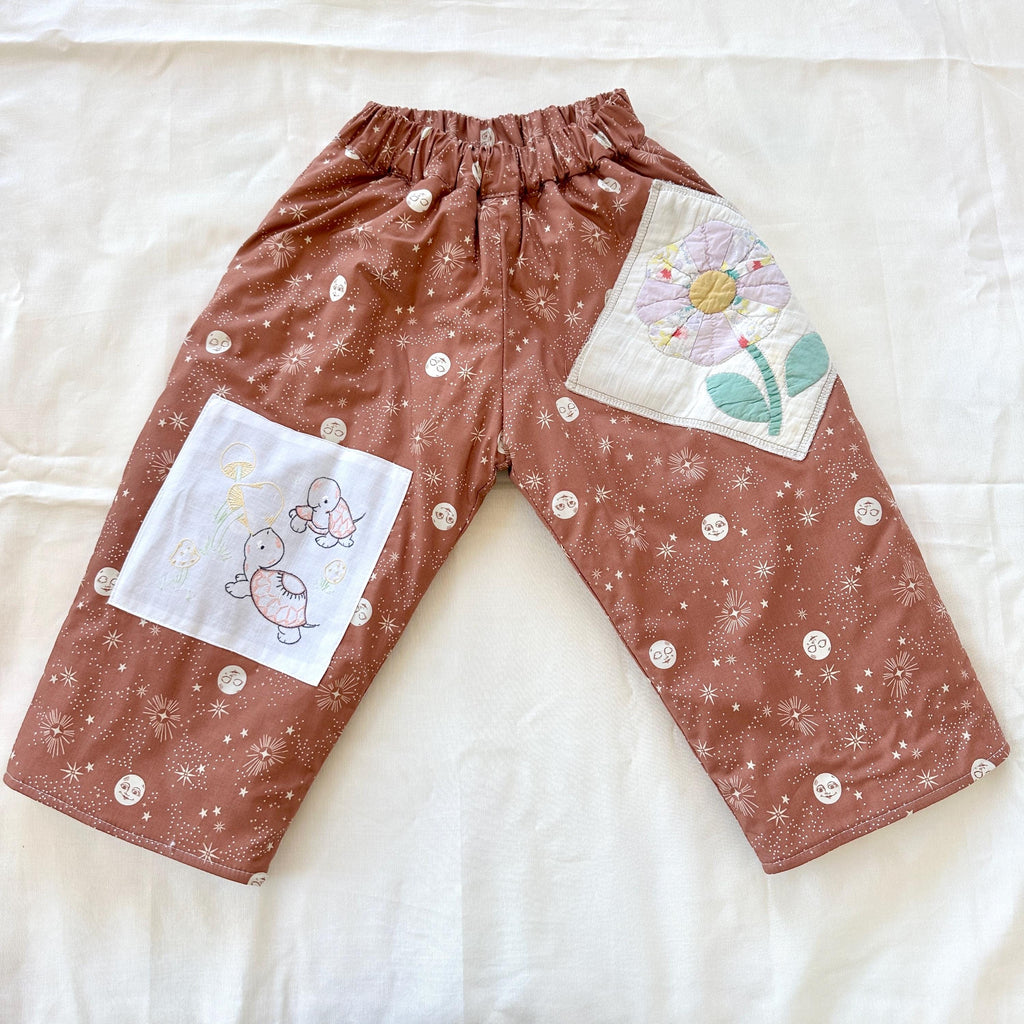 Quilt Gojengee Pants: Good Spirit and vintage embroidery patch.
