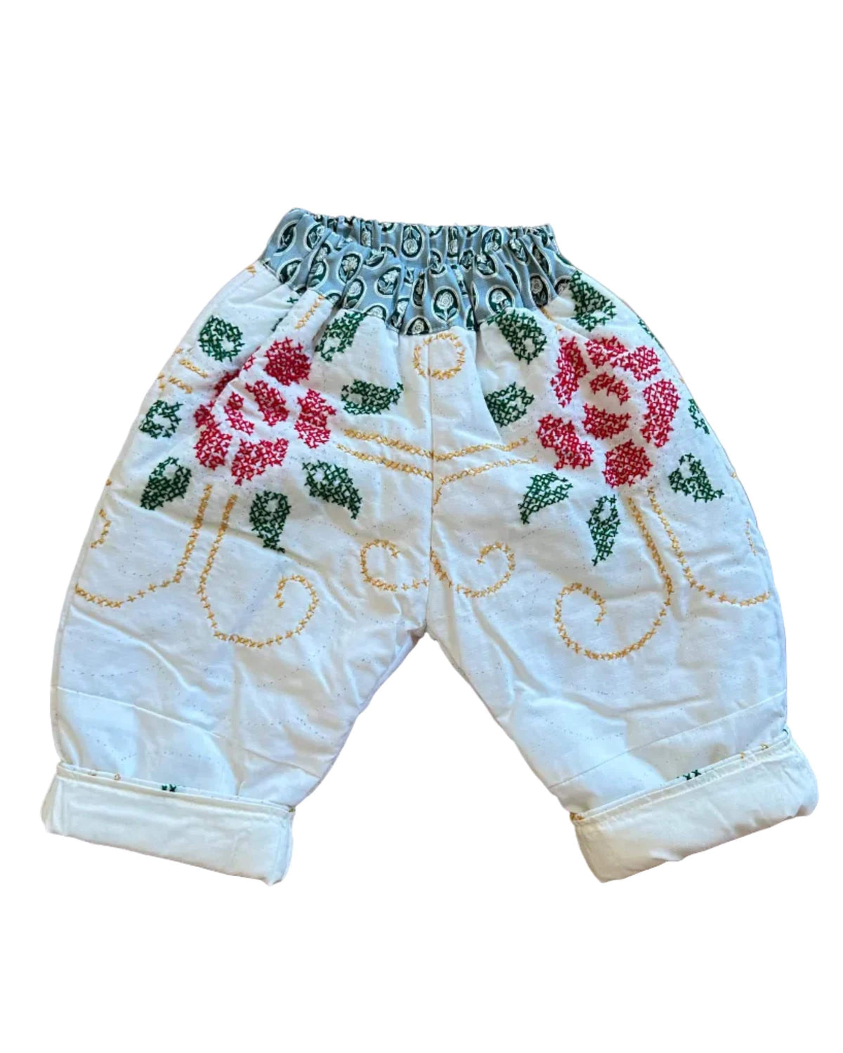 Quilt Gojengee Pants- Red Rose Cross-Stitch