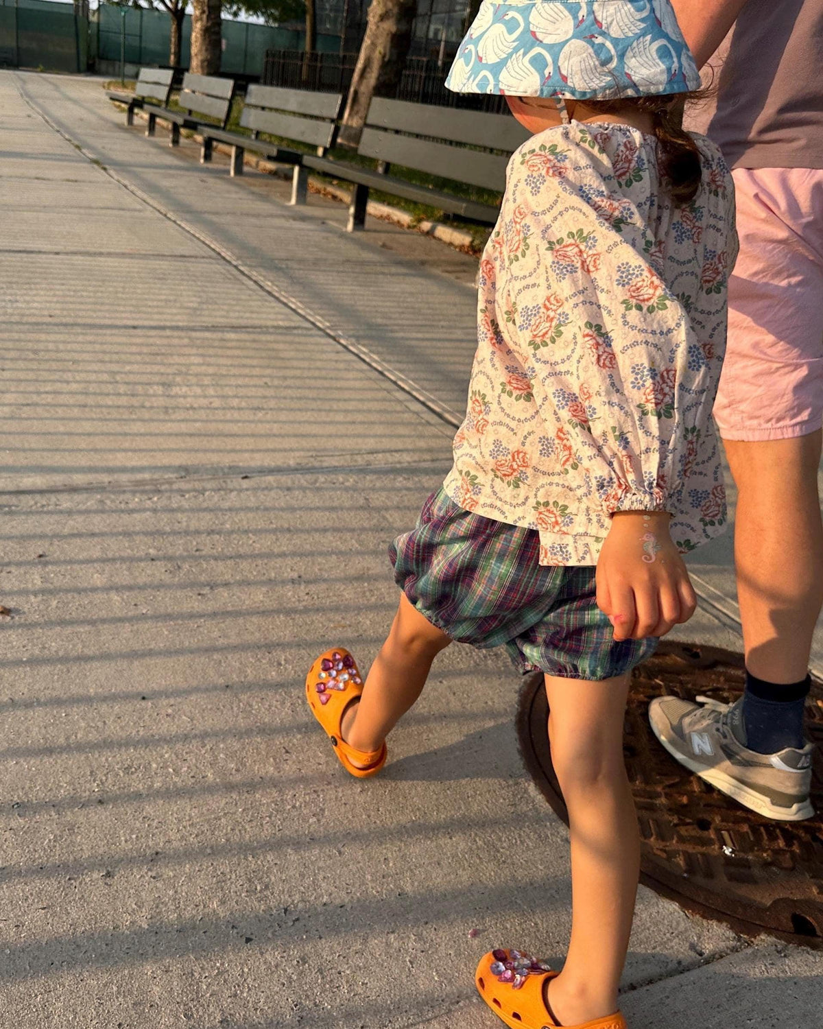 Purple Plaid Bloomer Shorts: Lightweight Cotton with Diamond Patch